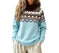 Jumpers 2026 Fair Isle - Suéter térmico de manga larga para mujer, azul celeste, XXL