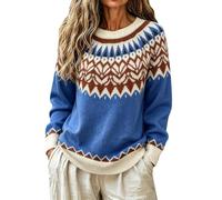 Jumpers 2026 Fair Isle - Suéter térmico de manga larga para mujer, azul, XL