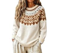 Jumpers 2026 Fair Isle - Suéter térmico de manga larga para mujer, blanco, XL