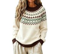 Jumpers 2026 Fair Isle - Suéter térmico de manga larga para mujer, café, XL