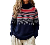 Jumpers 2026 Fair Isle - Suéter térmico de manga larga para mujer, Rojo De La Sandía, 4XL