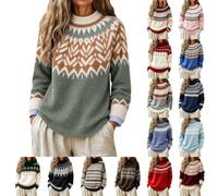 Jumpers 2026 Fair Isle - Suéter térmico de manga larga para mujer, verde, XXL
