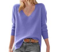 Jumpers for Women Stylish New Loose Slimming V Neck Bat Sleeve Pullover Sweater Casual Blouse Pullover Tops C-114