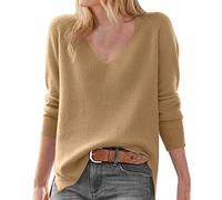 Jumpers for Women Stylish New Loose Slimming V Neck Bat Sleeve Pullover Sweater Casual Blouse Pullover Tops C-114