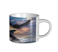 Jumping killer whales and birds of prey Taza de cerámica, tazas de café grandes para mujeres para oficina, hogar