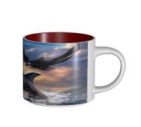 Jumping killer whales and birds of prey Taza de cerámica, tazas de café grandes para mujeres para oficina, hogar