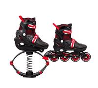 Jumping Shoes Zapatos De Salto De Canguro, Niños, Adolescentes, Fitness 2 En 1, Patines De Ruedas, Zapatos De Rebote, 3 Tamaños (Color : Black+Red, Size : 35-38)