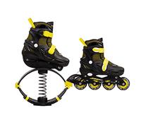 Jumping Shoes Zapatos De Salto De Canguro, Niños, Adolescentes, Fitness 2 En 1, Patines De Ruedas, Zapatos De Rebote, 3 Tamaños (Color : Black+Yellow, Size : 35-38)