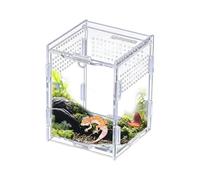 Jumping Spider Enclosure, Acrylic Clear Habitat, 10 Inches Snake Enclosure with Ventilation, Acrylic Reptile Cage with Breeding Feature, Small Pet Habitat Secure Lock, Gecko Lizard Frog Spider