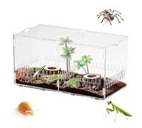 Jumping Spider Enclosure - Clear Acrylic Habitat, Breathable 15.75x8.07x7.87 Inch Cage with Secure Lid, Reptile Terrarium Box, Small Pet Tank, for Turtle Snake Tortoise Plants Gecko Crab Frog Sand
