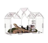 Jumping Spider Enclosure - Clear Acrylic Terrarium Box | Magnetic Door Reptile Habitat | With Observation & Feeding Window, For Spiders Tarantulas Snails Lizards Small Reptiles, Mantis Gecko Frog Tort