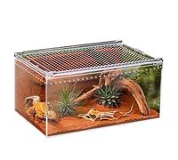 Jumping Spider Terrarium - Ventilated Acrylic Escape Proof Habitat, Clear Reptile Tank and Praying Mantis Breeding Box, Secure Viewing Enclosure for Frog Lizard Snake Indoor Desktop Display