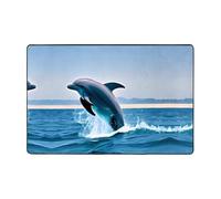 Jumping Up Dolphins - Alfombra de salón estampada de 72 x 48 pulgadas para mesa de café, mesita de noche, oficina, balcón