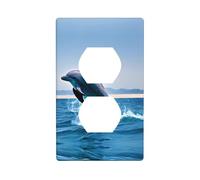 Jumping up Dolphins - Kit de placa de pared de doble cara, cubierta de toma de corriente, tamaño estándar: 4.50 x 2.76 pulgadas