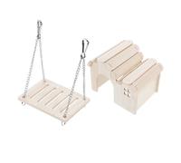 JUMPLAWN 1juego Casa De Madera para Hámster con Plataforma De Escalada y Columpio Refugio Interactivo para Pequeñas Mascotas Espacio Ampliado y Entorno Seguro para Hogar y Tiendas De