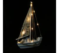 JUMPLAWN 1pieza Ornamento Barco Vela de Madera con Luces LED Decoración Náutica Mediterránea para Escritorio Estante o Mesa Modelo Compacto y Duradero Accesorio Decorativo para Hogar