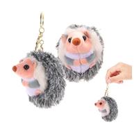 JUMPLAWN 2 Piezas Colgante de Erizo de Peluche, Llavero Metálico Pequeño