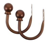 JUMPLAWN 2 Piezas Gancho y Bola de Hierro y Plástico para Cortinas en Forma de U Marrón con Protección de Tela y Ajuste para Apartamento y Cocina