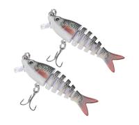 JUMPLAWN 2 Piezas Lifelike Jointed Fishing Lures Soft Bait with Triple Hooks For Bass Perch Trout Freshwater Saltwater Outdoor Use