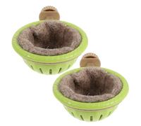 JUMPLAWN 2 Piezas Nido para Cría de Pinzones y Aves Pequeñas con Diseño de Soporte, Plástico Verde y Forro de Algodón para Jaula de Pájaros en Temporada de Flores y Otoño