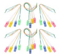 JUMPLAWN 24piezas Collares De Silbato De Plástico Colorido Para Niño Niña Silbatos Para Entrenamiento y Actividades Al Aire Para Fútbol y Animación Eventos