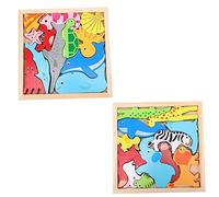 JUMPLAWN 2juegos Juguete Educativo De Madera para Puzzle De Animales De Granja y Mar Apilables y Clasificables Fomenta Habilidades Visuales y Sociales para Cumpleaños y
