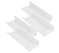 JUMPLAWN 4 Piezas Estante Flotante Instalación Fácil Blanco sin Taladro de Acrílico con Borde y Aprovechamiento del Espacio Moderno y Minimalista para Dormitorio y Baño