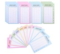 JUMPLAWN 48 Hojas Hojas de Registro de Caja, Recambios de Hojas de Carpeta de Ahorro, Papel de 6 Agujeros, A6, para Reto de Ahorro de 52 Semanas y 30 Días, Moneda y Dólar