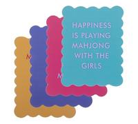 JUMPLAWN 4piezas Accesorios de Mahjong Cartas de PVC con Bordes Ondulados Barajadores para Mezclar Fichas Frases Divertidas para Noches de Accesorios para Amigos y Familiares