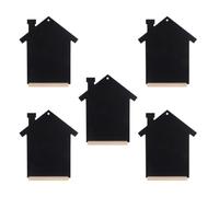 JUMPLAWN 5 Piezas Pizarra de Madera en Forma de Vivienda Oscura para Restaurante y Buffet, Uso Doble Cara y Superficie Borrable Textura Natural y Escritura Suave