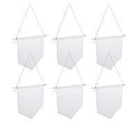 JUMPLAWN 6 Piezas Pancarta Colgante de Lona en Blanco Madera, Pared, | Blanco Minimalista, Admite Pintura y Sublimación, Cuerda y Listón, para Oficinas y Guarderías