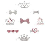 JUMPLAWN 9 Horquillas Pelo para Perros Diseño de Gemas de Imitación, Aleación Resistente, Mantén el Pelo en Forma para Eventos Grandes y Vida Diaria