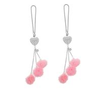 JUMPLAWN Adornos Colgantes para Espejo Retrovisor de Coche 2 Piezas, Colgante Corazón de Felpa Rosa Gemas de Imitación, Decoración Interior del Vehículo para San Valentín y