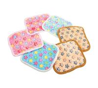 JUMPLAWN Alfombrillas Compactas para Hámster y Cobayas, Colchón Cálido De Vellón Coral, Pack 6 Unidades Estampado Estrellas Azul, Rosa y Beige, Accesorio para Jaulas y Refugio para Mascotas Pequeñas