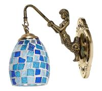JUMPLAWN Aplique de Pared de Cristal Vintage Sirena para Café y Comedor | Vidrio y Metal, Luz Suave Multicolor, Instalación Sencilla, Modelo E26 E27, 220v