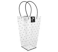 JUMPLAWN Bolsa de Embalaje Floral Transparente con Asa para Ramo de Flores para San Valentín Día Cumpleaños Bolsa Puntos Negros Extra