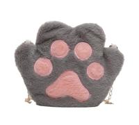 JUMPLAWN Bolso Bandolera de Felpa con Diseño de Oso Gris para Niña Bolsa de Viaje con Gran Capacidad Bolso de Moda Suave y Duradero para Uso Diario y Fiestas