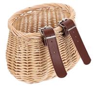 JUMPLAWN Cesta de Mimbre Cesta Delantera Tejida Frontal para Bicicleta Infantil Mimbre Gran Espacio Fácil de Fijar Resistente para Bicicletas y Almacenamiento y Decoración Color Aleatorio
