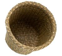 JUMPLAWN Cesto de Basura Tejido de Mimbre Estilo Rústico para Dormitorio | Papelera Reutilizable, Acabado Delicado y Práctico, Color Caqui, Uso Doméstico, Tejido Natural