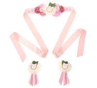 JUMPLAWN Cinturón de Flores para Embarazadas Ajustable, Banda Decorativa Floral para Vestido de Maternidad, Set de 3 Piezas para Shower y Sesiones de Fotos, Accesorio Ligero y Ergonómico