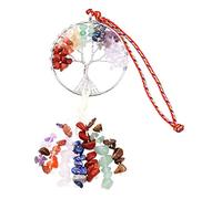 JUMPLAWN Collar De Colgante Árbol Vida Piedras Naturales De Chakra Para Decoración De Auto y Hogar