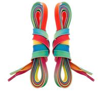 JUMPLAWN Cordones Planos Encerados para Zapatos Deportivos y Botas, Diseño Degradado Arcoíris, Resistentes al Agua y Colores Vibrantes, 182 Cm para Hombre y Mujer
