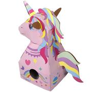 JUMPLAWN Disfraz de Cartón Portátil, Caja de Montaje DIY 3d en Forma de Unicornio, Juguete Liviano y Seguro para Juego al Aire Libre y Desarrollo Cognitivo, Disfraz Infantil