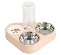 JUMPLAWN Dispensador Automático De Agua para Mascotas con Cuencos De Acero Inoxidable Diseño Doble Ahorra y Energía para Perros y Gatos Base Antideslizante