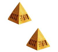 JUMPLAWN Escultura de Resina Dorada de 2 Piezas Forma de Pirámide Misteriosa para Decoración del Hogar y Accesorios Fotográficos