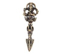 JUMPLAWN Estatua Vajra Phurba de Latón Envejecido, Amuleto de Exorcismo Tibetano, Figura Decorativa Vintage para Meditación y Oficina, Adorno Ritual Budista, Colgante Dharmico