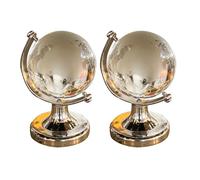 JUMPLAWN Globo Terráqueo de Cristal Mini 4 Cm, Adorno de Escritorio Transparente 2 Piezas, Decoración Educativa y Creativa para Mesa, Modelo Geográfico Delicado