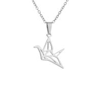 JUMPLAWN Joyería de Plata con Pendientes Pequeños y Collar Forma de Grulla de Papel Hueco Diseño Creativo y Elegante Regalo para Mujer y Chica Accesorio Ligero y Duradero para Ocasiones