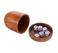 JUMPLAWN Juego de Dados con Vaso de Madera Maciza 1 Cubilete y 5 Dados para Bar y Ktv en Fiestas y Entretenimiento