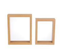 JUMPLAWN Marco de Fotos de Madera Original 2 Piezas 6 y 7 Pulgadas Soporte para Exhibición de Flores de Muestra Vidrio Transparente y MDF Portafotos Doble Cara para Decoración Hogar y